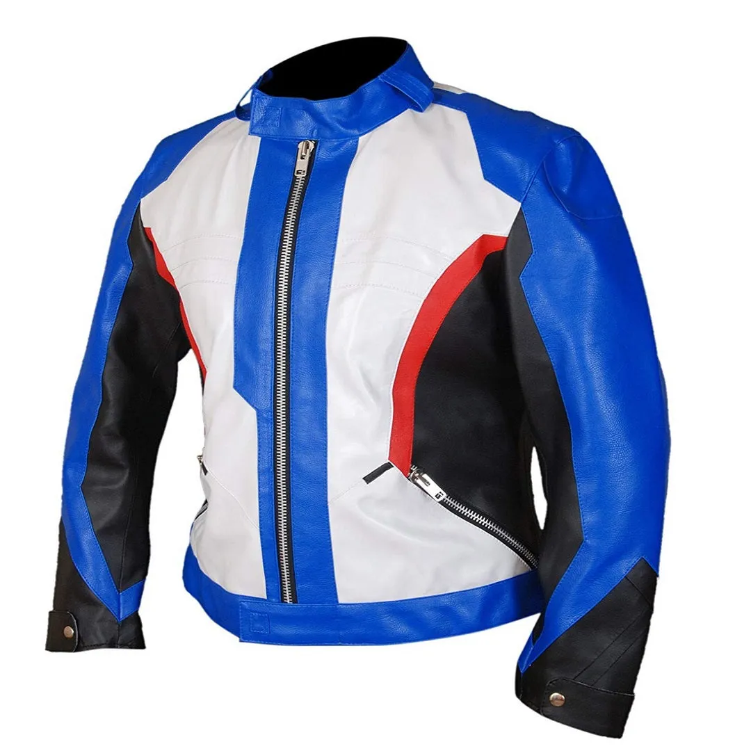 Kid's Overwatch Soldier 76 John Jack Morrison Sheep Leather Jacket Blue