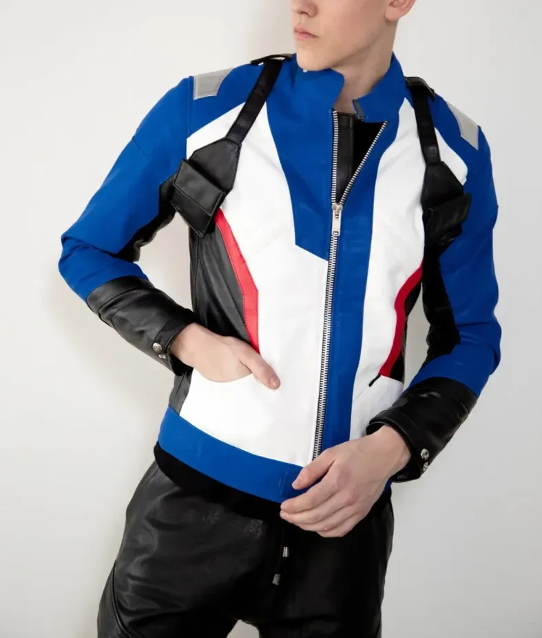 Kid's Overwatch Soldier 76 John Jack Morrison Sheep Leather Jacket Blue