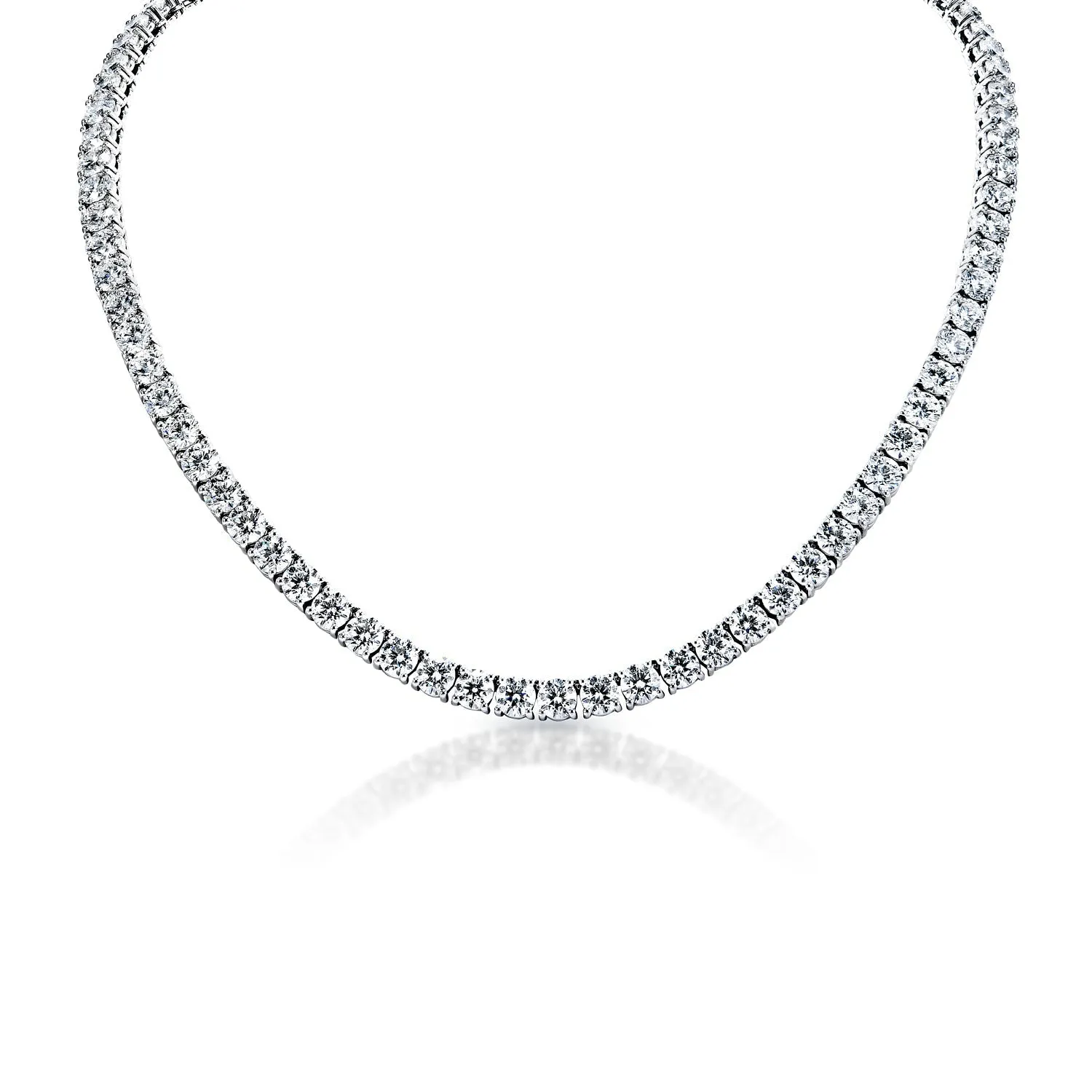 Laketia 87 Carat EFG VS Round Brilliant Lab Grown Diamond Tennis Necklace in 14k White Gold. IGI Certified By Mike Nekta