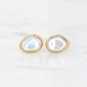 Large Raw Pearl Stud Earring