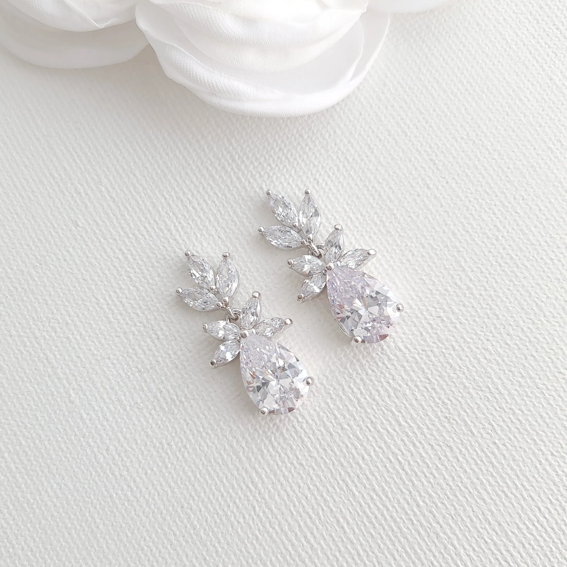 Leaf and Drop Earrings For Weddings-Stella