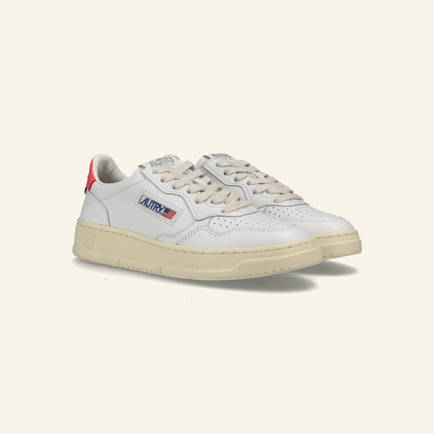 LOW SNEAKER 80's  LL57 |  White/ Coral