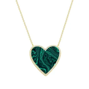 Malachite and Diamond Heart