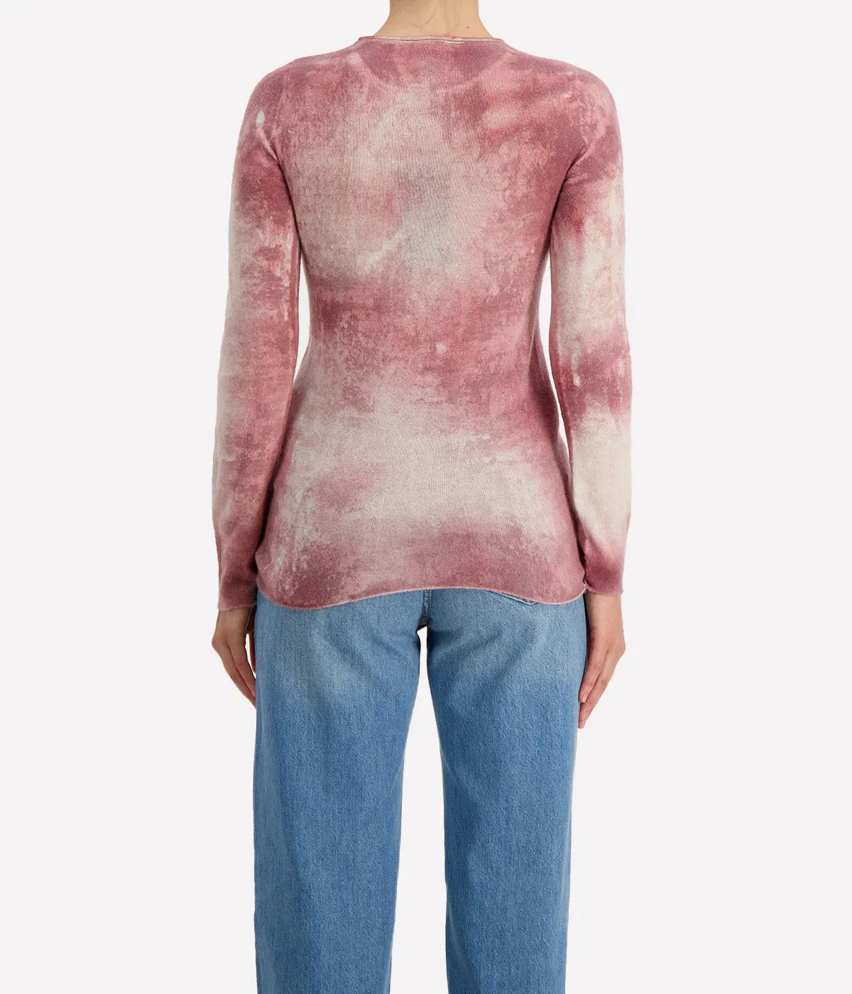 Marmo Effect Light Cashmere Round Neck in English Rose