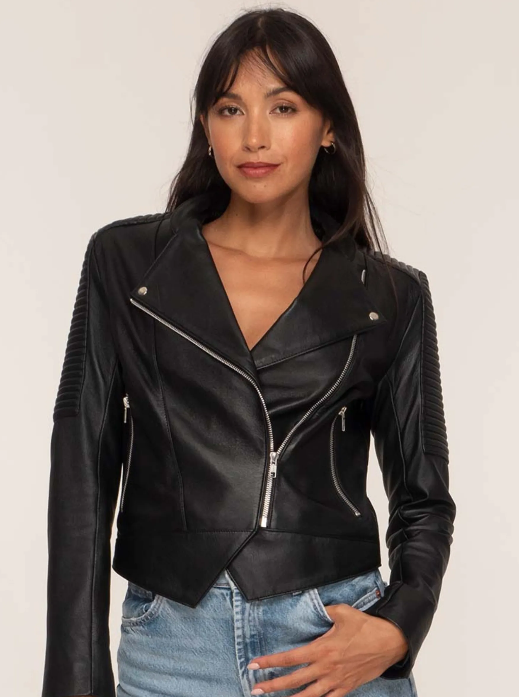 MIMI LEATHER JACKET - BLACK