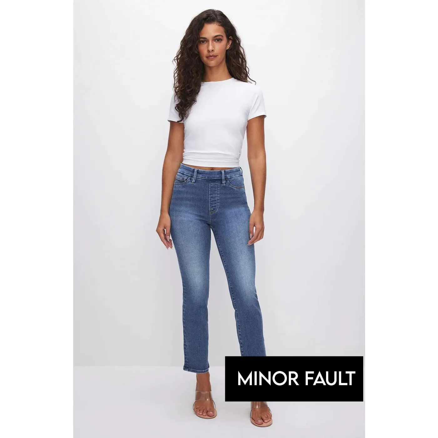 (Minor Fault) Power Stretch Mid Blue Straight Jeans