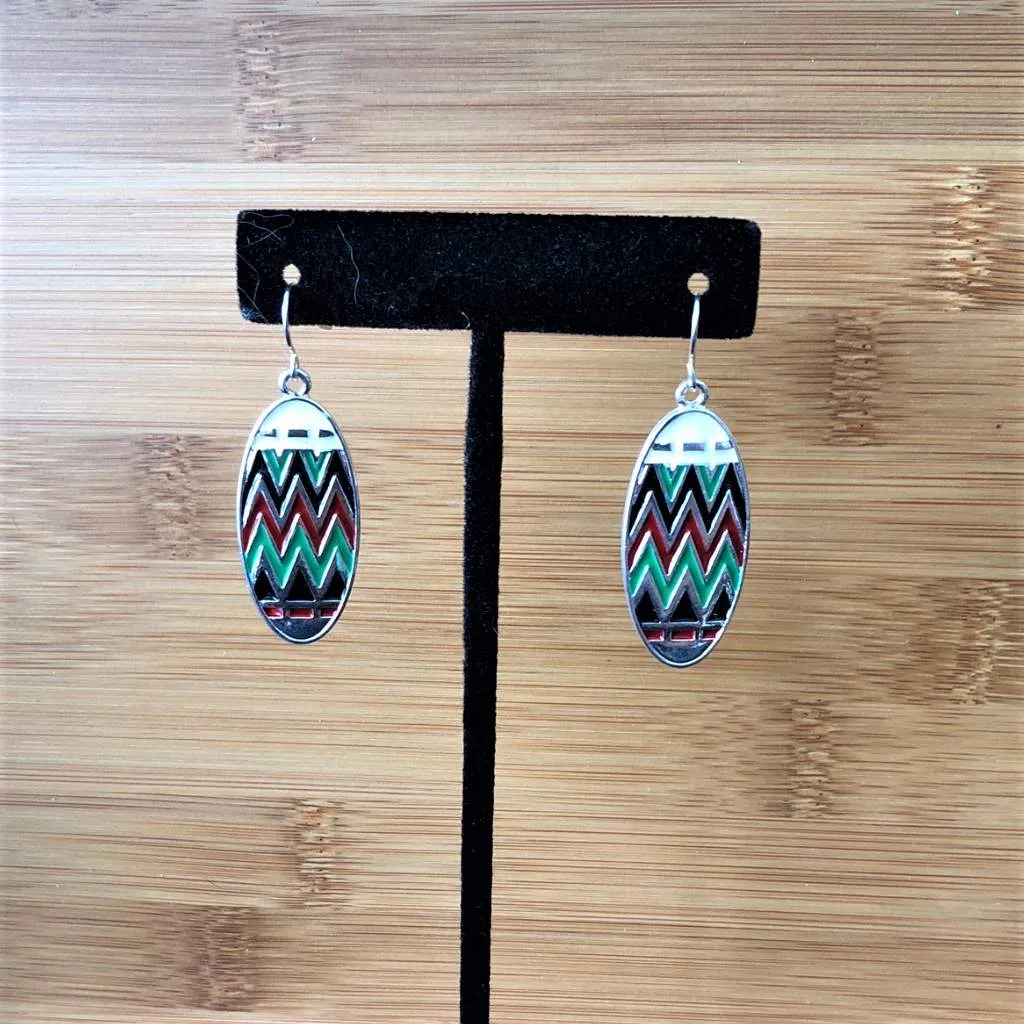 Multi Colored Oval Enamel Earrings