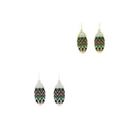 Multi Colored Oval Enamel Earrings