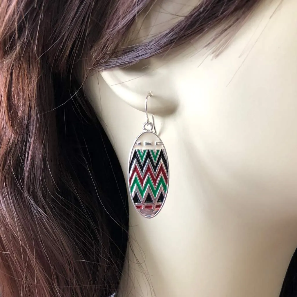 Multi Colored Oval Enamel Earrings