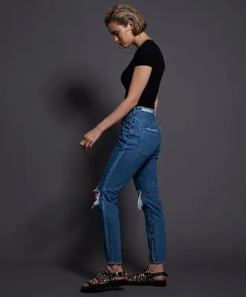 One Teaspoon High Waist Freebirds Jeans Texan Blue