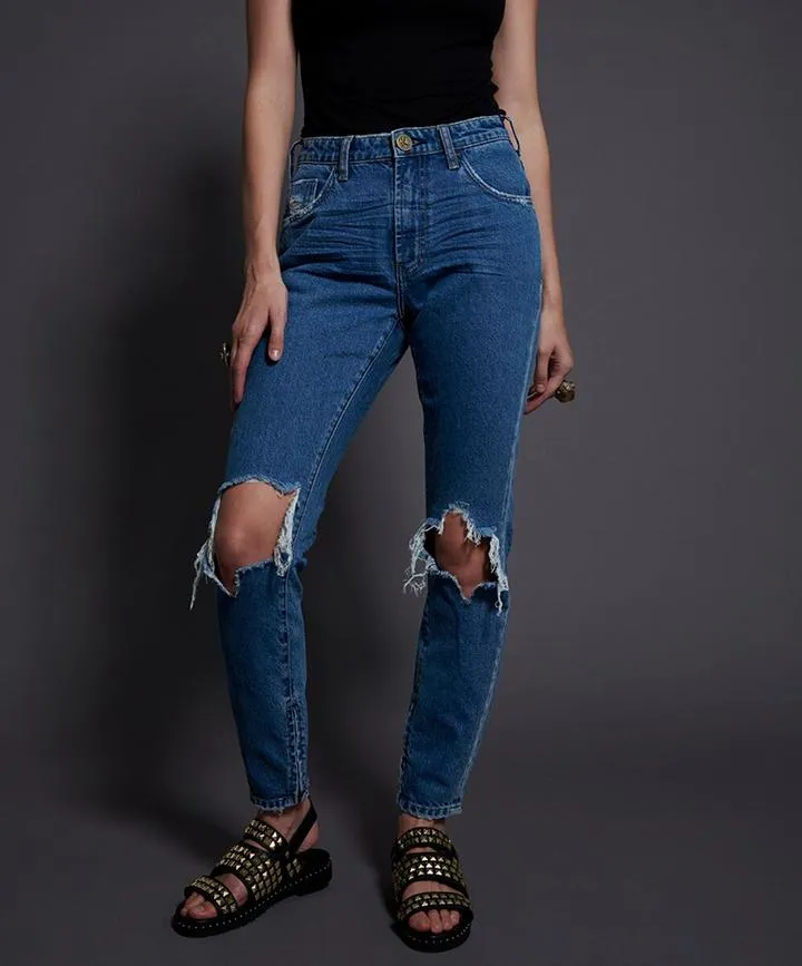 One Teaspoon High Waist Freebirds Jeans Texan Blue