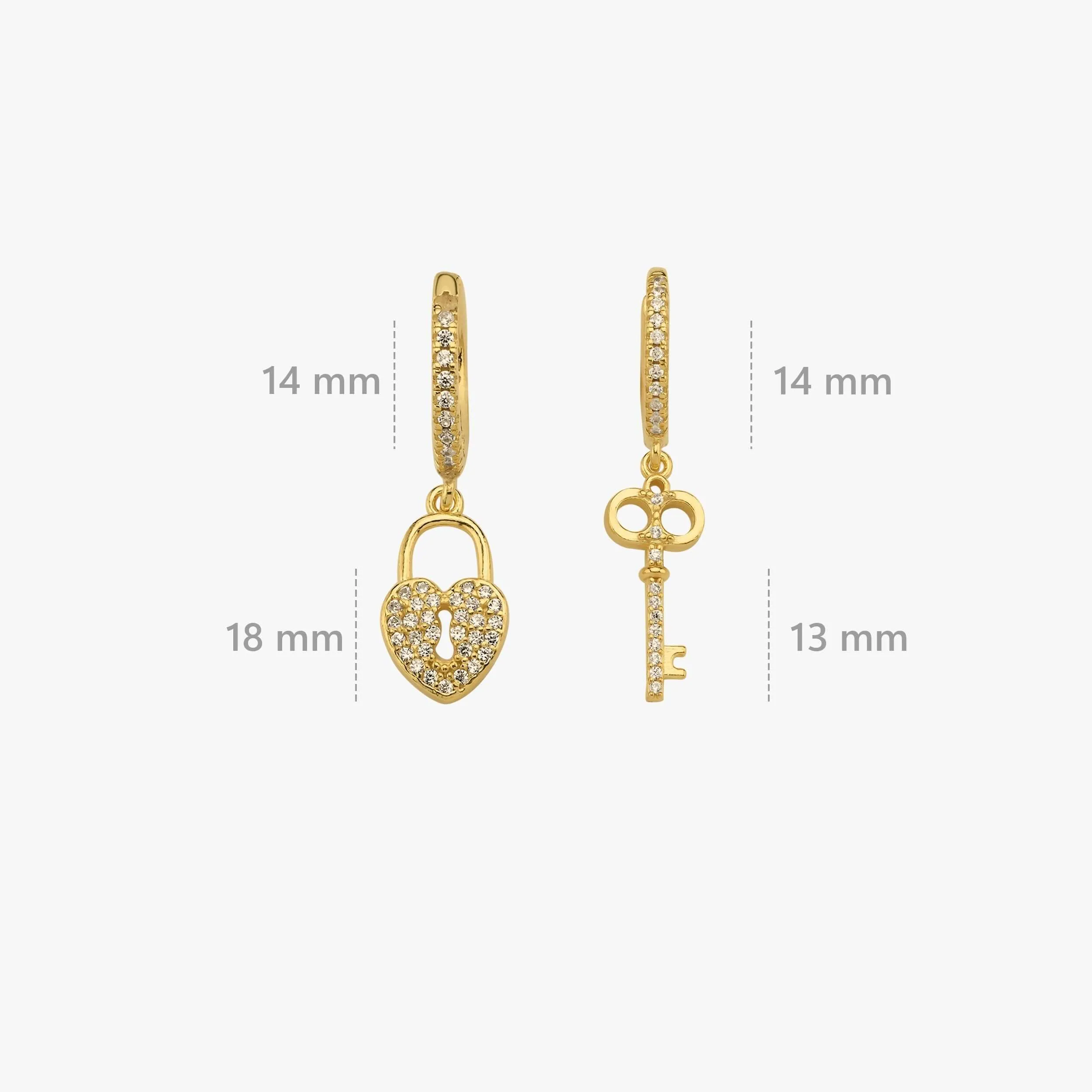 Padlock and Heart Love Earrings | 14K Gold Vermeil