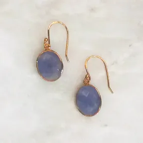 Periwinkle Chalcedony Single Drop Hook Earrings