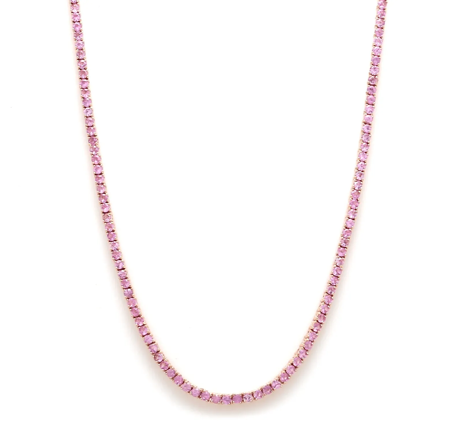 Pink Sapphire Tennis Necklace 4-Prong