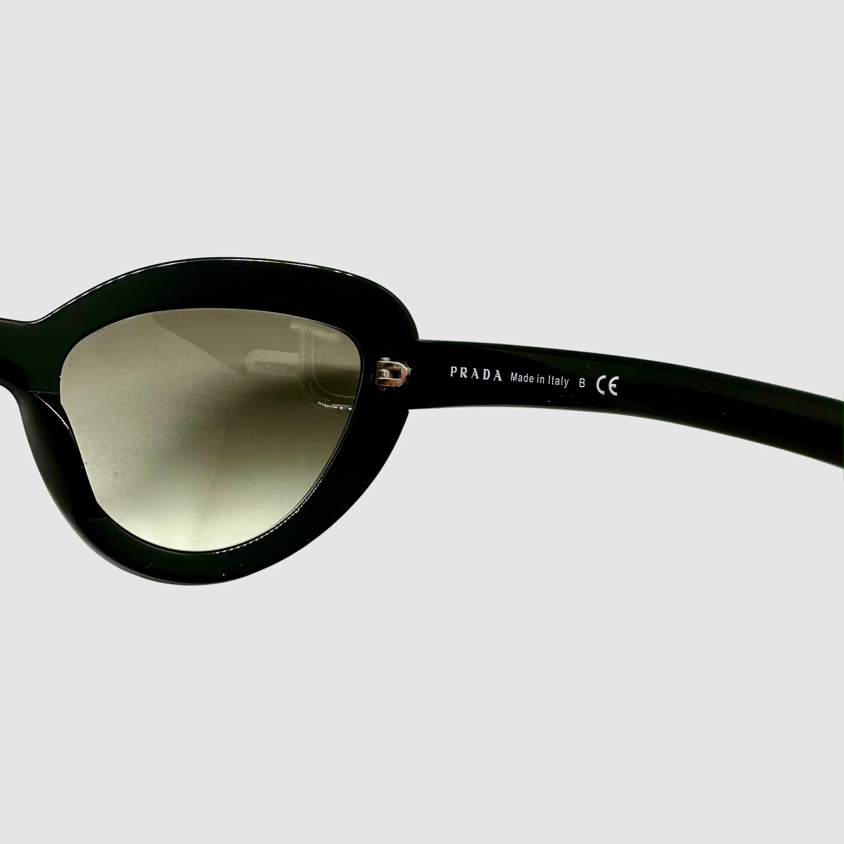 Prada Oversized Cat-Eye Black Sunglasses w/ Studs