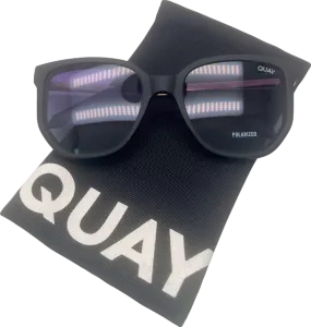 Quay Black Coffee Run Polarized Sunglasses in Case