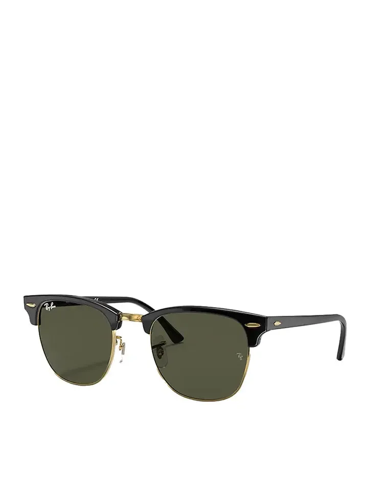 Ray-Ban RB3016 150 55 Clubmaster Classic Sunglasses Black on Arista / Green G-15