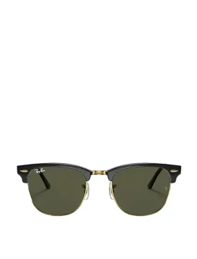 Ray-Ban RB3016 150 55 Clubmaster Classic Sunglasses Black on Arista / Green G-15