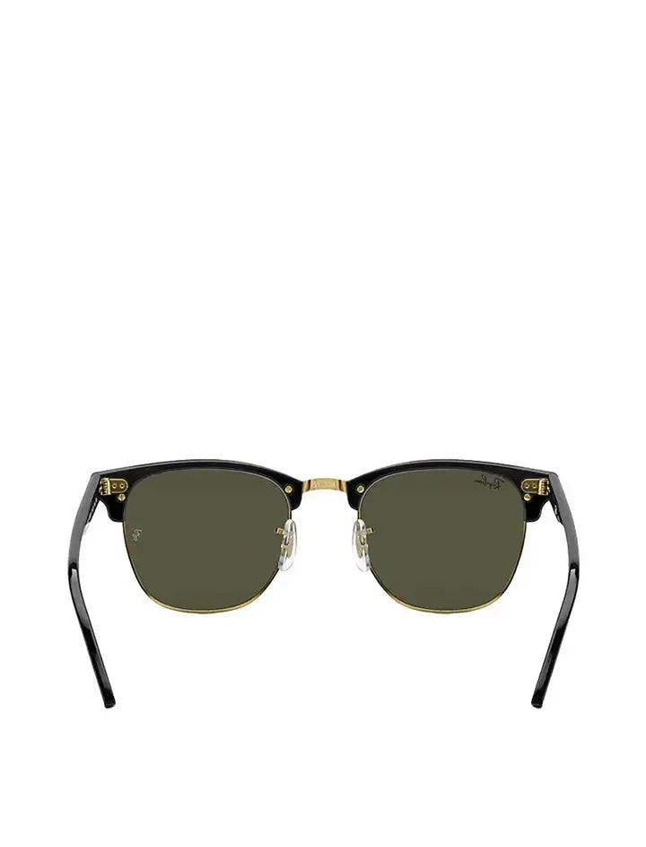 Ray-Ban RB3016 150 55 Clubmaster Classic Sunglasses Black on Arista / Green G-15