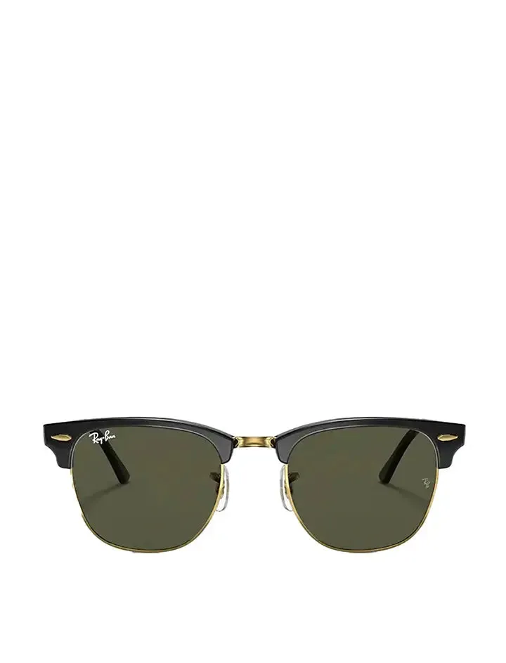 Ray-Ban RB3016 150 55 Clubmaster Classic Sunglasses Black on Arista / Green G-15