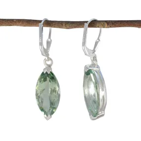 Riyo Comely Sterling Silver Earring For Girl Green Amethyst Earring Bezel Setting Green Earring Dangle Earring