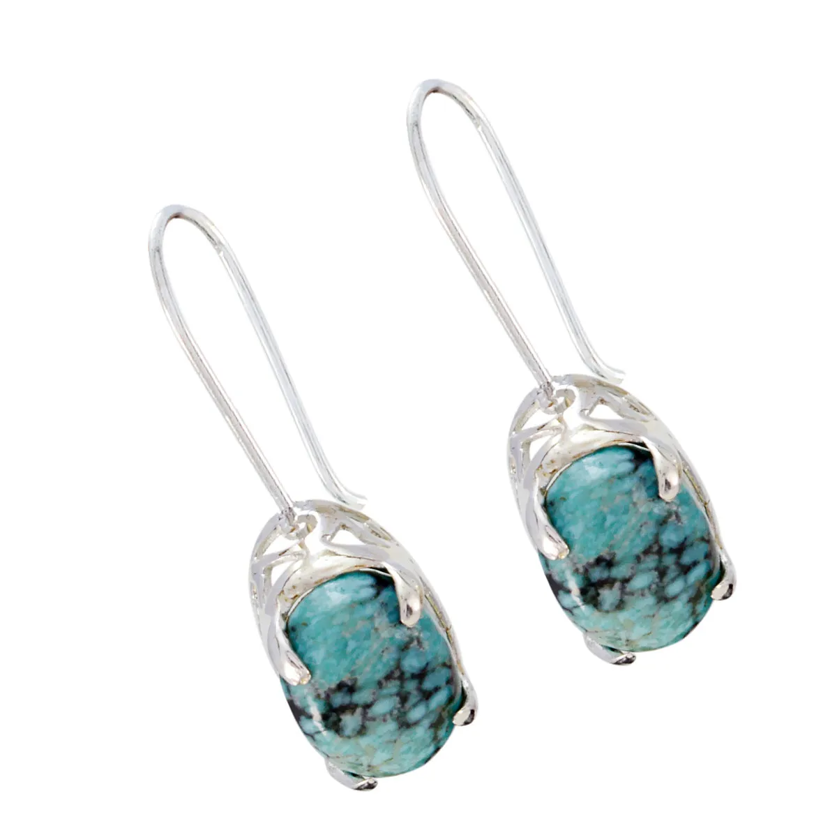 Riyo Drop-Dead Gorgeous 925 Sterling Silver Earring For Female Turquoise Earring Bezel Setting Multi Earring Dangle Earring