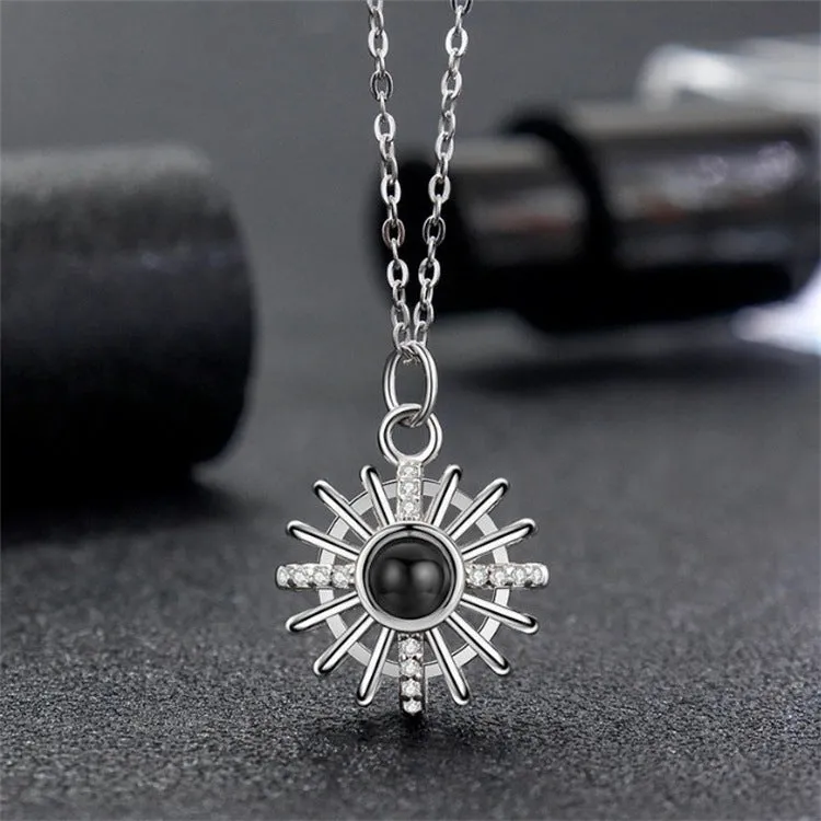 Round Sun Hollow Necklace with Picture Inside