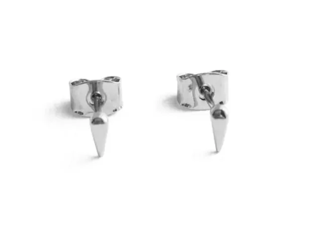 Silver Tusk Droplet Stud Earrings