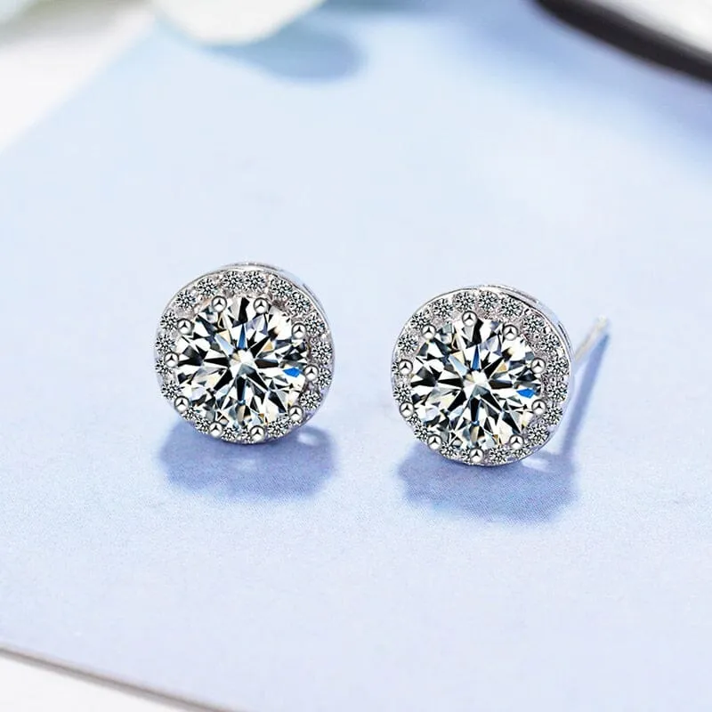 Solitaire Moissanite Stud Earrings