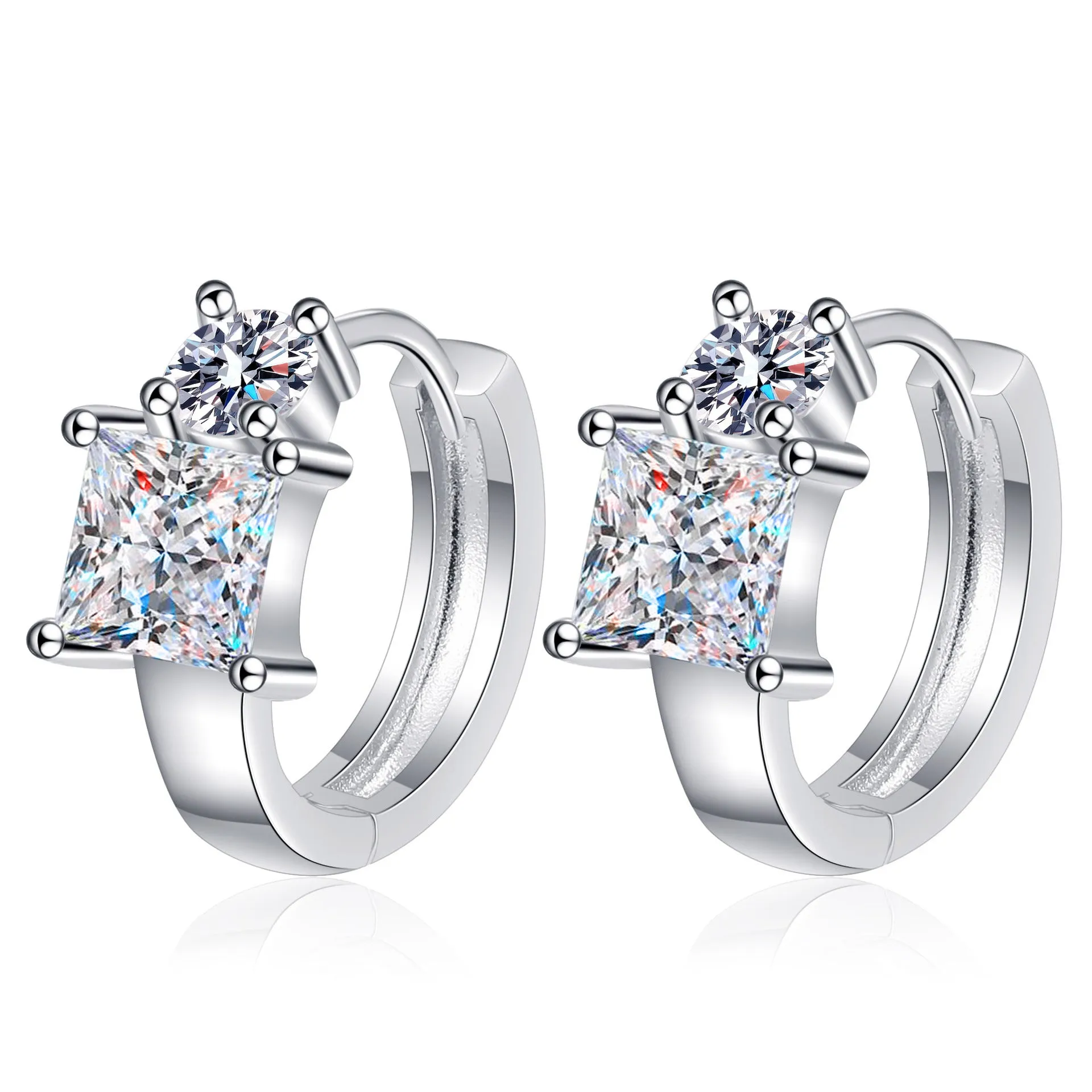 Square Moissanite Huggie Earrings