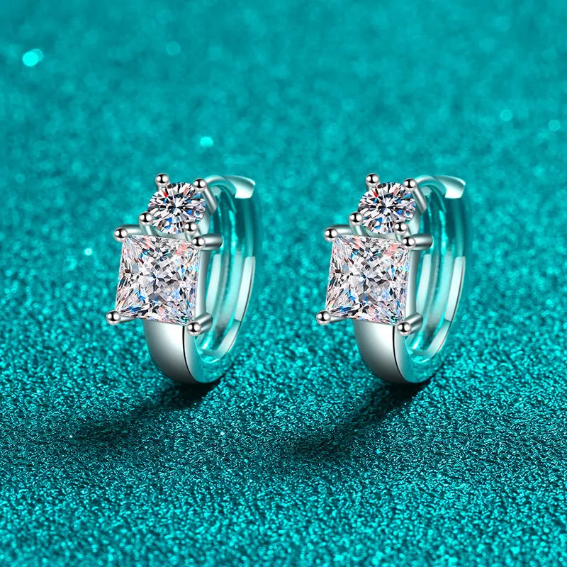 Square Moissanite Huggie Earrings