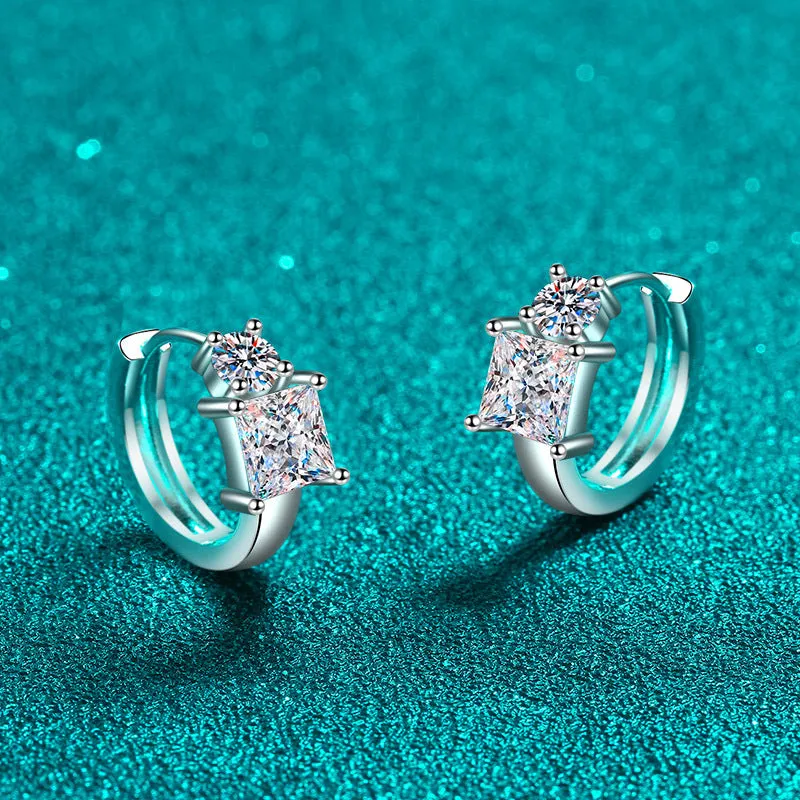 Square Moissanite Huggie Earrings