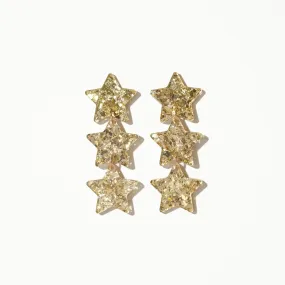 Star Chain Dangle Earrings - Champagne Gold Glitter