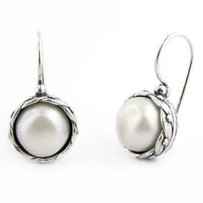 sterling silver pearl earrings Israeli Jewelry Bluenoemi Artisanal Pearls Earrings for women