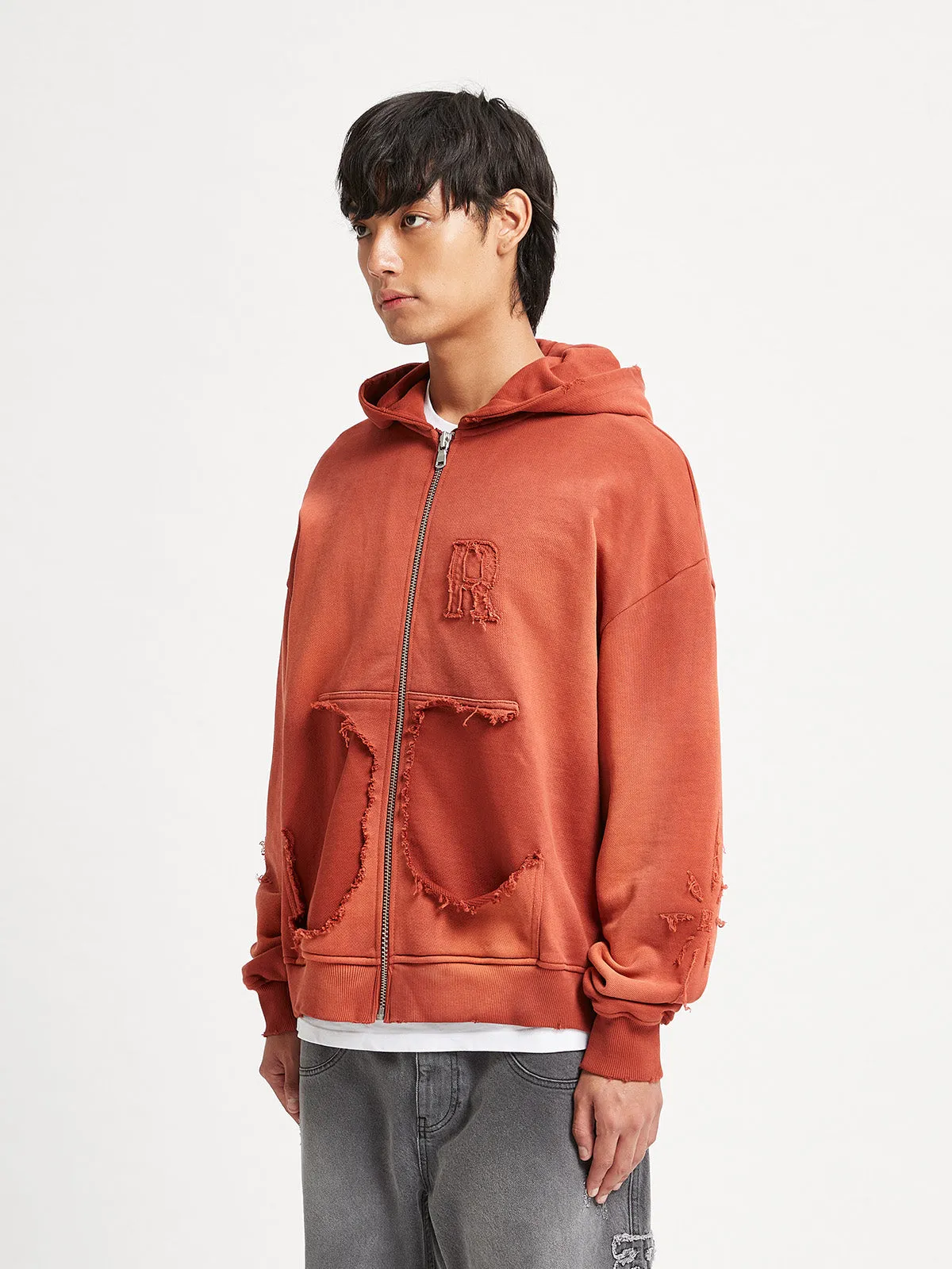 VINTAGE ZIP HOODIE - WASHED RED