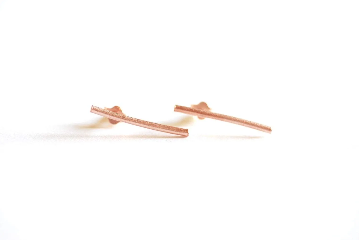 Wholesale Matte Rose Gold Bar Earrings, Line Earrings, Stick earrings, bar stud earrings, minimalist earrings, Filament earrings, Ear Climbers, Post