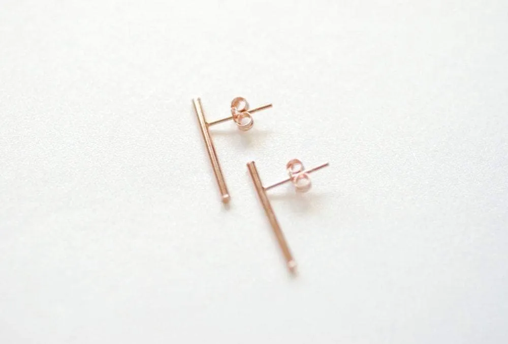 Wholesale Matte Rose Gold Bar Earrings, Line Earrings, Stick earrings, bar stud earrings, minimalist earrings, Filament earrings, Ear Climbers, Post