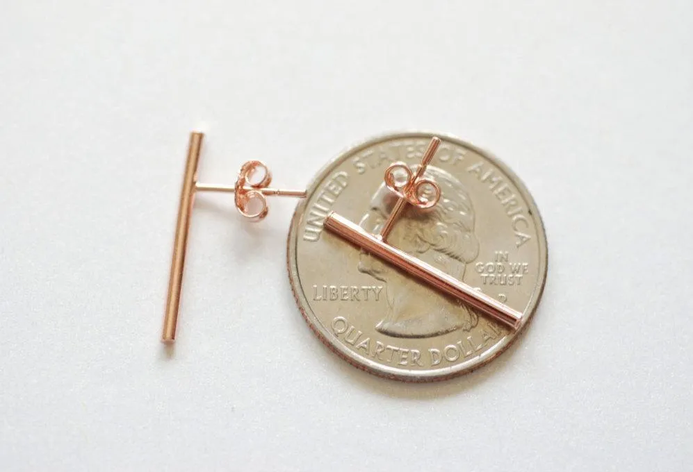 Wholesale Matte Rose Gold Bar Earrings, Line Earrings, Stick earrings, bar stud earrings, minimalist earrings, Filament earrings, Ear Climbers, Post