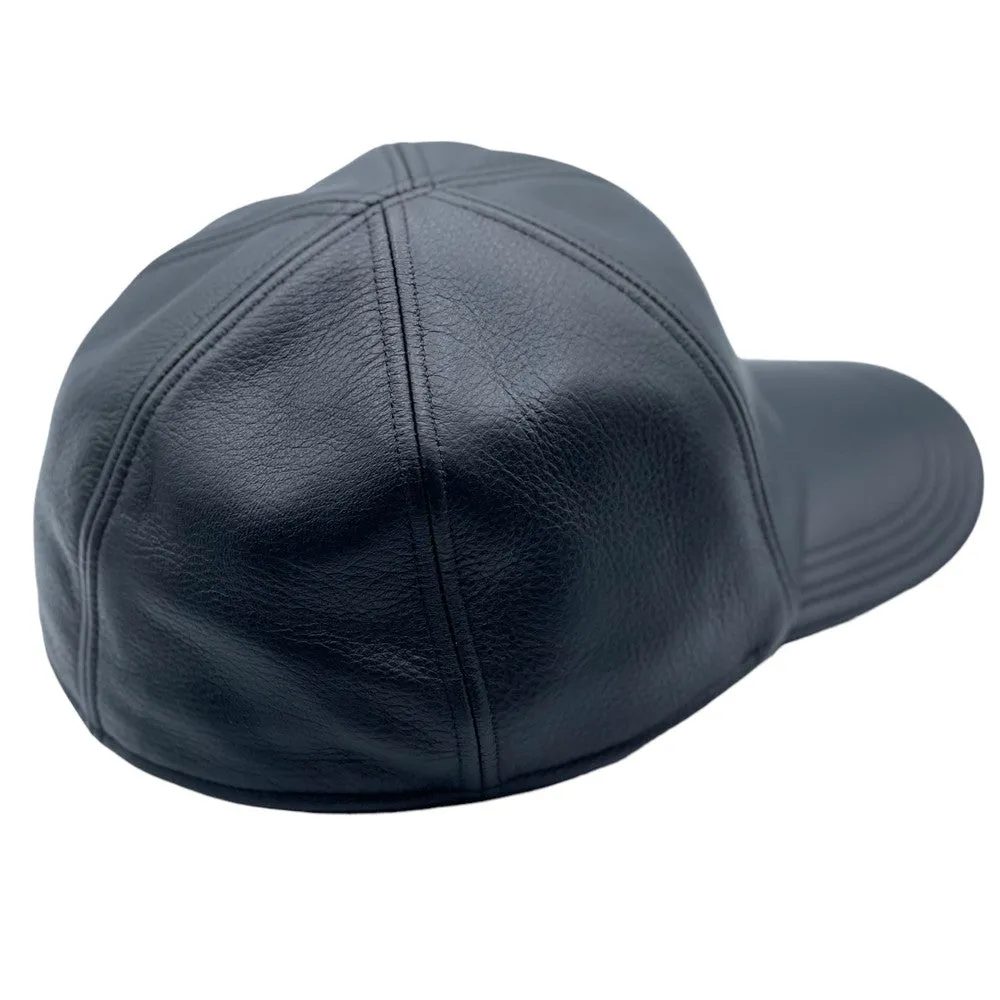 Wigens Black Elk Leather Baseball Cap with hidden Earflaps